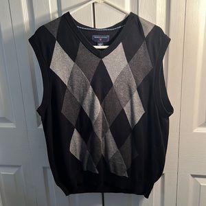 Large Black and Gray SaddleBred Sweater Vest; Men